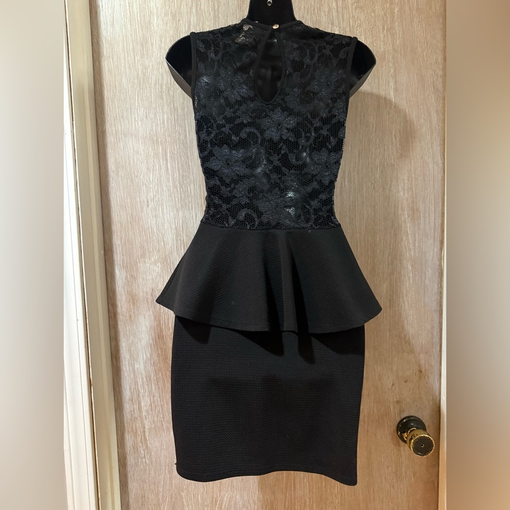 Elegant Black Lace Peplum Dress